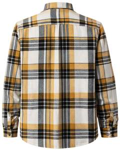 Camisa a Cuadros para Hombre, Manga Larga, Estilo Casual de Franela, Color Amarillo Mostaza, Negro, Gris, Blanco, Personalizable, Venta al por Mayor - Product Image 2