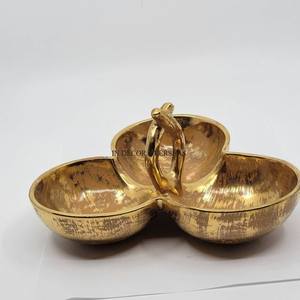 Irregular Shape 3-Compartment Silver Color Finished <b>Heavy</b> <b>Duty</b> Metal Made Fancy Bowls For Serving Dry Fruits And Chocolates - Product Image 6