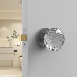 Perilla de puerta de vidrio transparente con detalles elegantes, ideal para armarios de puertas principales y estilo interior moderno o clásico de la India - Product Image 1