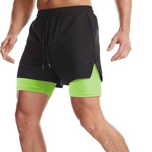 Custom Logo <b>Men's</b> 2-in-1 Gym <b>Shorts</b> with Pockets 7 Inch Workout Running <b>Shorts</b> Solid Pattern Liner & <b>Towel</b> Loop - Product Image 3