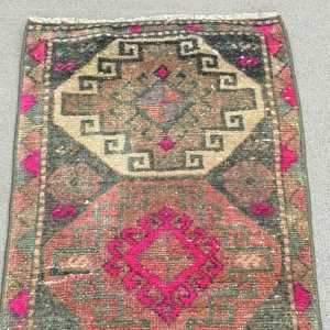 Tapis turc 1,5x3,1 pi (45x95 cm), tapis vintage à fleurs roses - Product Image 5