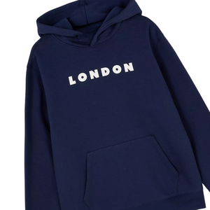 Londres imprimé bleu marine à capuche unisexe surdimensionné coton polaire pull décontracté Streetwear élégant chaud hiver mode sweat - Product Image 6