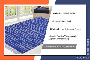 Alfombras de algodón 100% tejidas a mano ecológicas personalizables modernas Diseño Kilim Patrón geométrico Multi colores Uso para todas las estaciones - Product Image 2