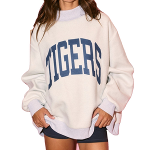 Custom Printed Logo Letter Autumn New <b>Women</b> Reversible Mock Neck Fleece Eco-Friendly Oversized <b>Long</b> Sleeve Pullover <b>Sweatshirt</b> - Product Image 5