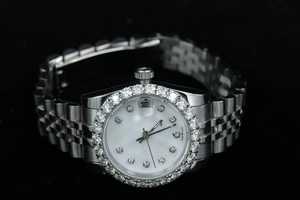 Édition limitée de luxe mode Moissanite diamant montre ton blanc grande moitié entièrement brillant en acier inoxydable nouveauté charme - Product Image 6