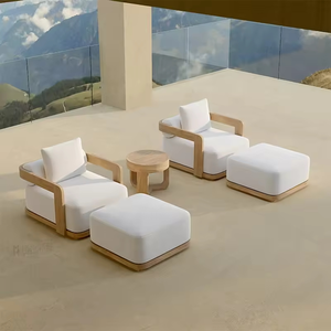 Conjunto de Sofás de Madera de Teca de Lujo para Exteriores, Muebles de Patio Resistentes a la Intemperie, Sofá Seccional Ergonómico y Duradero para Terraza o Gazebo - Product Image 3