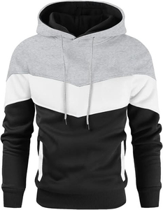 Sweat-shirt à capuche pour hommes, design color block, manches longues, vêtements décontractés d'automne avec poches latérales, fermeture à cordon - Product Image 5