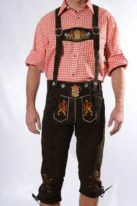 2025 Bavarian Oktoberfest kneebundhose แบบดั้งเดิมของผู้ชายเยอรมันที่มีน้ำหนักเบาคุณภาพสูงหนังนิ่มปักลายระบายอากาศได้ - Product Image 5