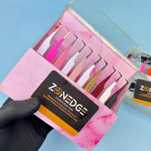 Juego de herramientas de belleza de acero inoxidable de diferentes colores, pinzas altas, agarre suave, punta de diamante, extensión de pestañas, volumen de cejas, uso - Product Image 2