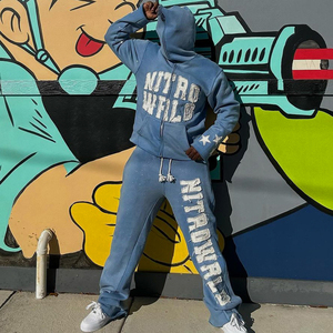 Sweat à capuche zippé et joggeurs Sportswear Survêtements Strass Sweats à capuche personnalisés Survêtement Pantalon de survêtement évasé et ensemble de sweat à capuche zippé - Product Image 5