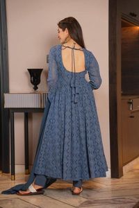 ชุดสูทอินเดียปักลายสไตล์ปากีสถานอนาลกาลีชุดอินเดียสำหรับผู้หญิงปักลายลูกไม้เสื้อสำหรับงานแต่งงานงานปาร์ตี้ - Product Image 5