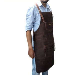 ผ้ากันเปื้อนงานเชื่อมหนัง cowhide ผ้ากันเปื้อนแนวอุตสาหกรรมทนทานต่อการเชื่อมหนังแบบแยก - Product Image 5