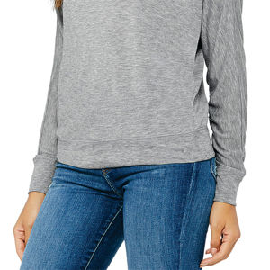 T-Shirt décontracté à manches longues et épaules dénudées pour femmes, 65% polyester 35% coton 32 simple 3.7 oz - Product Image 5