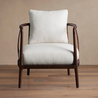 Fauteuil lounge individuel moderne en bois, rembourré en tissu, pour salon