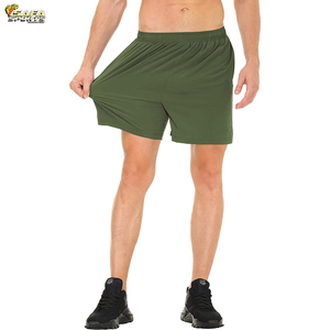 Pantalones Cortos Deportivos Personalizados para Hombre, de Doble Capa, para Gimnasio y Running, Tejido Ecológico de Poliéster y Elastano, Antiarrugas, Color Sólido - Product Image 2