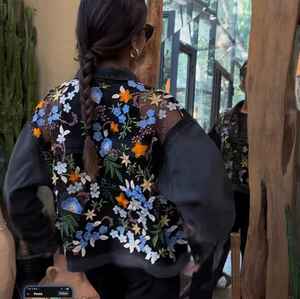 Chaqueta vaquera holgada de encaje de retazos para mujer, chaqueta vaquera ligera de retazos para mujer - Product Image 3