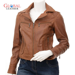 Chaqueta de Cuero de Piel de Vaca para Mujer, Cuello Alto, Ecológica, Transpirable, de Secado Rápido, Tejido Económico - Product Image 1