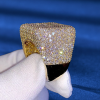 Bague en or véritable 9K 10K 14K 18K Hip Hop Fine Jewelry Iced Out Paved VS VVS GIA IGI Certified HPHT Lab Grown Diamond Square Ring for Men