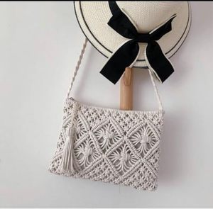 กระเป๋าผ้าฝ้าย macrame ทำด้วยมือกระเป๋าผ้าใยธรรมชาติสำหรับนักออกแบบอุปกรณ์เสริมแฟชั่น - Product Image 3