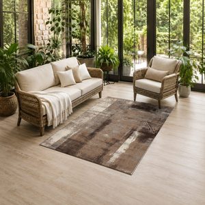 Tapis RUGS DEPOT LXDP-0278 en chenille, motif géométrique contemporain imprimé numériquement, couleur terre cuite dorée, lavable en machine, antidérapant, vente en gros - Product Image 6