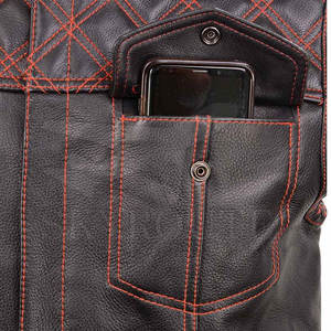 Gilet en cuir véritable pour homme sans manches Veste de motard en cuir de vache Peau d'agneau Logo OEM personnalisé Fabricant en gros - Product Image 6