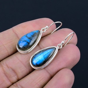 Boho เครื่องประดับต่างหูสไตล์คลาสสิกสำหรับผู้หญิงเครื่องประดับเงิน925เงินสเตอร์ลิงเครื่องประดับอัญมณีลาบราดอไรต์แฮนด์เมดต่างหูของขวัญ - Product Image 2