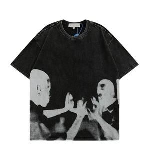 เสื้อยืดผู้ชายไซส์ใหญ่พิเศษพิมพ์ลายสกรีนสีดำทันสมัยแบบใหม่เสื้อยืดซักไหล่ตกแบบสั่งทำสำหรับผู้ชาย - Product Image 3