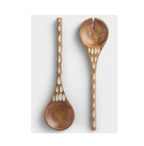 Ensemble cuillère et fourchette à salade en bois d'acacia, nouveau design, fait main, vaisselle, artisanat indien, accessoires de cuisine - Product Image 1