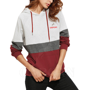 À la mode femmes 100% coton épais sweats à capuche nouveau haute qualité décontracté hiver tricoté tissu sweats à capuche personnalisable teint uni - Product Image 1