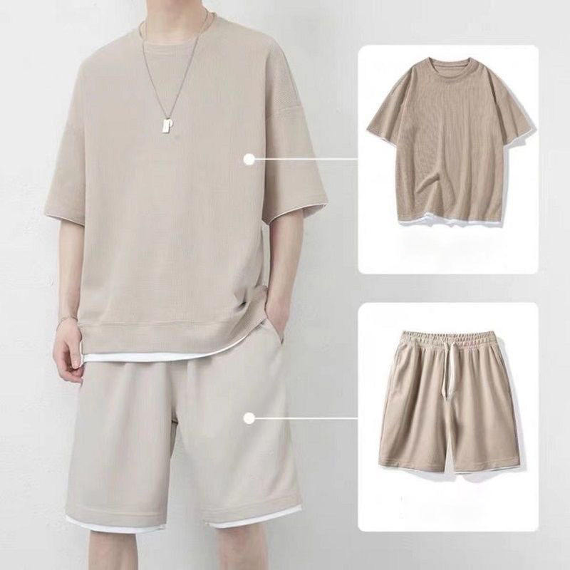 A12 Waffle Shorts Set Khaki