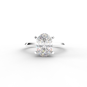 Bague de fiançailles ovale classique en or blanc/rose/jaune 9 carats avec diamant de laboratoire - Product Image 6