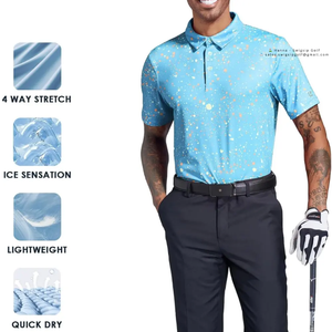 ODM superventas cuarto botón abajo Polo camiseta sublimación tejido de algodón suave Turn Down Collar Golf POLO camisa hombres - Product Image 3