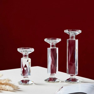 Portavelas de Cristal Brillante, Elegante Adorno Decorativo, Centro de Mesa Estilizado, Ambiente Romántico y Festivo para el Hogar - Product Image 3