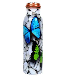 Botella de cobre hecha a mano de alta calidad, diseño de flores a prueba de fugas, aplicable estilo indio, Yoga, fiesta, uso, agarre de mano - Product Image 6