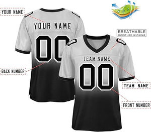 Camiseta de fútbol americano de sarga informal para jóvenes de calidad superior, uniformes de fútbol americano personalizados, camiseta sublimada con cuello en V - Product Image 6