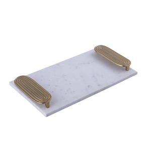 Décoration de l'hôtel Plateau de service en marbre naturel Poignées en or de luxe Plateau en marbre de forme rectangulaire de qualité supérieure. - Product Image 4