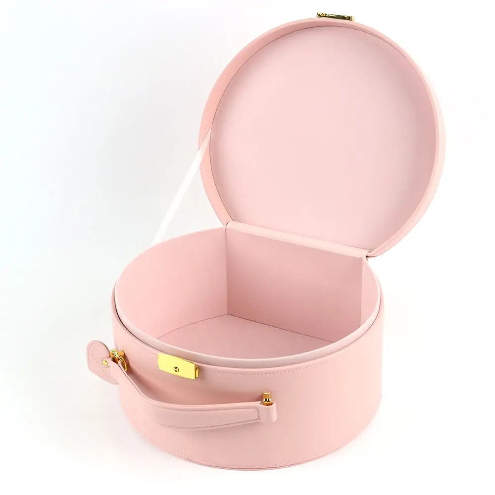 사용자 정의 로고 보석 포장 선물 상자 핑크 가죽 선물 상자 포장 보석 메이크업 주최자 스토리지 박스 화장품
