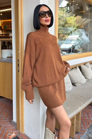 Ensemble deux pièces élégant vintage marron - Tenue coordonnée rétro pour femme - Textile turc de haute qualité - Mode classique en gros
