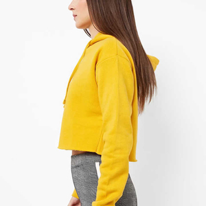 <b>Women's</b> Custom Embroidered Logo Crop Top Hoodie Canvas Polyester Cotton Solid Pullover Winter Season Streetwear - Product Image 3
