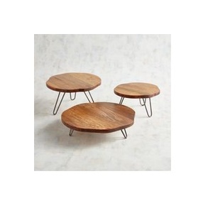 Exhibidor de Pasteles de Madera para Decoración del Hogar, Diseño Artesanal, Soporte para Servir Postres de Madera de Mango - Product Image 1