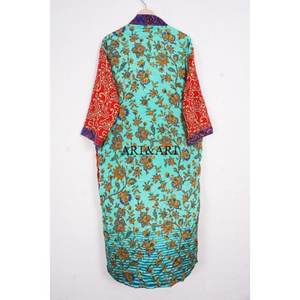 High Quality Elegant Funky Style Paisley Patchwork Silk Kimono <b>Robe</b> Soft Lounge Wear Spring Summer Nightwear Gown - Product Image 6