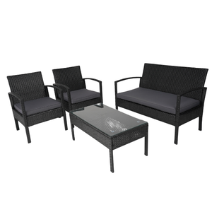 Juego de Patio de ratán de 4 plazas moderno personalizado, sensación cómoda, revestimiento de PA impermeable, juego de comedor al aire libre para hoteles Phu Linh Vietnam - Product Image 1