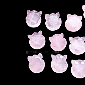 Cuentas de piedras preciosas talladas en Forma de cara de gato facetadas de cuarzo rosa Natural, abalorios de piedra de cuarzo de 12x10mm para la fabricación de joyas a precios a granel - Product Image 4