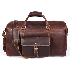 Sac de sport vintage en cuir pleine fleur voyage en détresse avec compartiment à chaussures unisexe week-end LTG-0076 Portable - Product Image 2