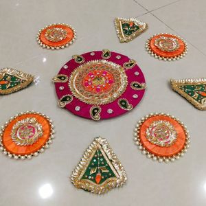 Diseño indio tradicional multicolor elegante Rangoli Mat festivo decoración del hogar portavelas para Navidad Día de la madre - Product Image 5