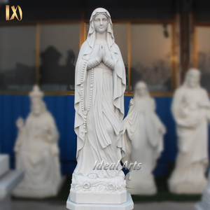 Statue de la Vierge Marie et de l'Enfant Jésus en marbre blanc sculptée à la main Sculpture catholique religieuse pour le jardin de l'église ou la <span class=keywords><strong>d</strong></span>écoration intérieure - Product Image 4