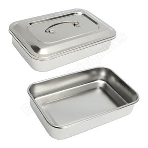 Stainless Steel Dental <b>Instruments</b> <b>Surgical</b> Medical Storage Box <b>Instrument</b> Tray Organizer Holder With Lid & Handle Grip - Product Image 5