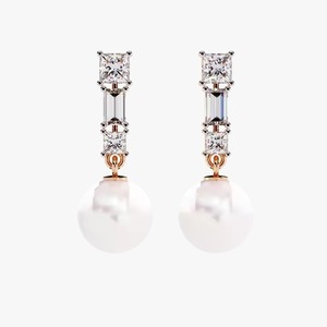 Women's Hoop <b>Earrings</b> in 10k Rose And White Gold with Moissanite Diamond Trendy Jewelry IGI Certified Silver Plated - Product Image 3