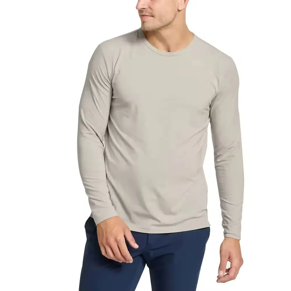 Özel etiket o-boyun sokak giyim Unisex en iyi konfor kumaş pamuk Polyester uzun kollu genel T shirt OEM ODM hizmeti