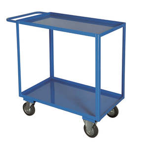 2-Tier Large Metal Storage Rack Standing Type with Swivel Wheels & Retaining <b>Edge</b> - Product Image 1